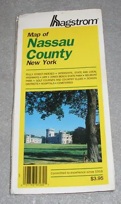 Nassau County Road Map Long Island New York NY Streets Fold Out Hagstrom 2000 • $17.79