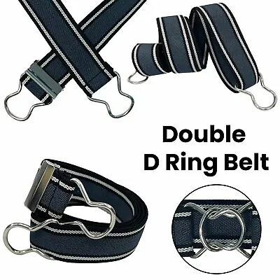 £2.79 • Buy Women Men Canvas Web Belt Striped Belts Double D-Ring Buckle Waistband Webbing