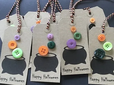 £2.75 • Buy 10 Cute Large Kraft Embellished Halloween Button Bubble Cauldron Gift Tag Labels