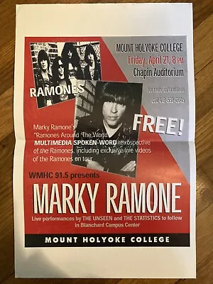 Marky Ramone Spoken Word Poster The Ramones Unseen Statistics Mt Holyoke College • $22.99