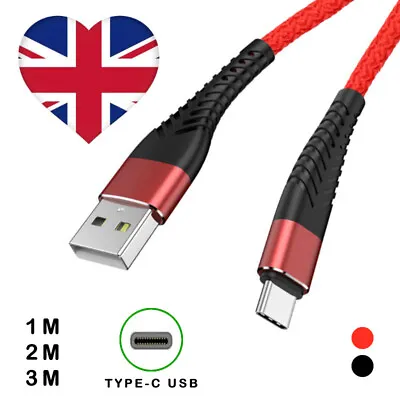 Heavy Duty Braided Type-C Fast Charger Cable 1m 2m 3m For Samsung S23 S22 S21 • £2.69