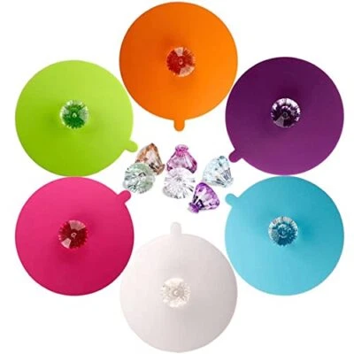 $11.40 • Buy Food Grade Silicone Cup Lids Diamond Mug Cover Set Silicone Drink Cup Lid 6 Pcs