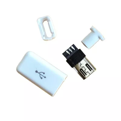 10Pcs Micro USB 5 Pin Type-B Male 4-Piece Solder Connector White Cover B • $4.99