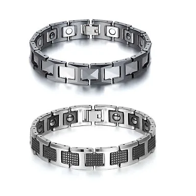 12mm Mens Tungsten Ceramic Health Magnetic Hematite Energy Bracelet Wristband • $18.99