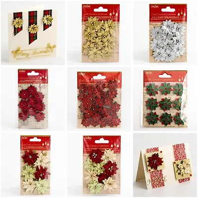Poinsettia Embellishments - Mini Handcrafted Decorations - Christmas Card Crafts • £4.15