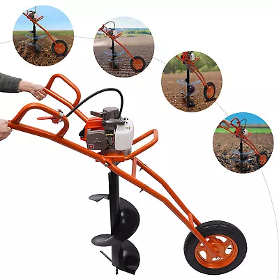 63cc Gas Powered Post Hole Digger Wheelbarrow Earth Auger Bit Ground W/11  Drill • $361