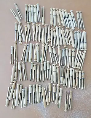 100) Vintage Wooden Clothes Pins Round Head Lot Of 100. 3 3/4”  Crafts Etc. • $24.99