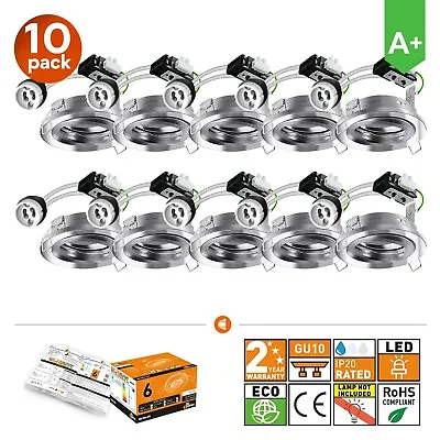 10x Standard Tilt Polished Chrome LED GU10 Downlights Ceiling Recessed Spotlight • £29.99