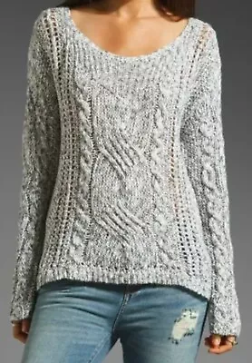 WoW~ FP Free People Sz M Pegasus Yarn West End Marled Gray Pullover Sweater J19 • $24.99