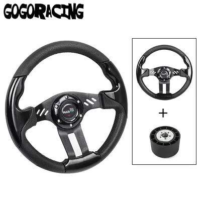 13  Boat Marine 3 Spoke Steering Wheel W/ 3/4  Axle Hub Adapter 6 Bolts Keyway • $79.99