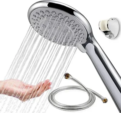 Chrome Shower Head And Hose Set Replacement For Grohe Mira Triton Aqualisa NEW • £9.98