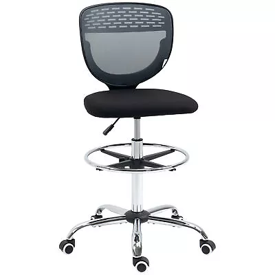 Vinsetto Draughtsman Chair Tall Office Chair With Lumbar Support Grey • £65.99