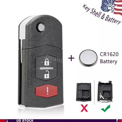 For 2004 2005 2006 Mazda MPV Flip Remote Car Key Fob Case Shell + CR1620 Battery • $10.39