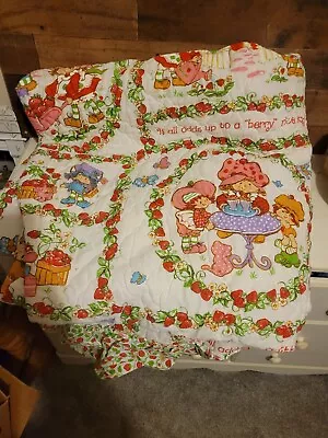 Vintage Strawberry Shortcake Full Size Ruffle Comforter Bedspread  • $75