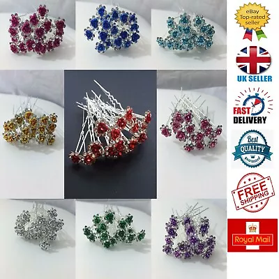 20 X Stunning Diamante Floral Hair Pins Bridal Wedding Available In Many Colours • £1.99