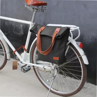 TOURBON Canvas Bicycle Messenger Single Pannier Bag Bike Rear Rack Shoulder Pack • $44.99