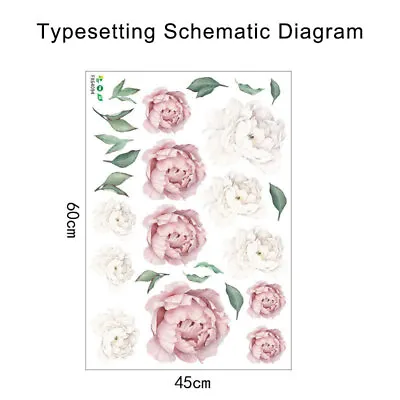 £5.60 • Buy Home Background DIY Decal Big Peony Rose Flower Art Wall Sticker Living Room