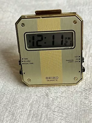 Seiko Quartz Digital Travel Compact Clock REF. QEK203F DUAL TIME 74802 Retro🔥 • $43.20