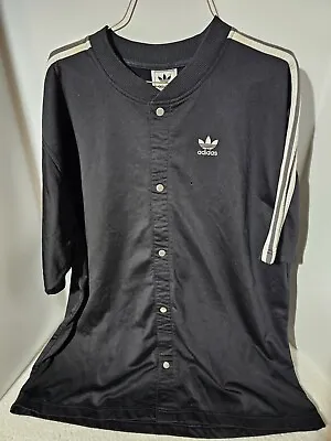 Vintage Adidas Snap Superstar 3 Stripe Track Top Jacket Black Size XXL Tall • $24