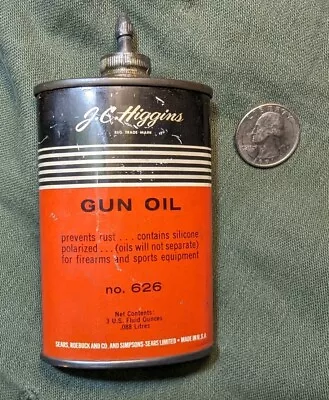Vintage USED JC Higgins Sears Gun Oil Tin Can Lead Top Very Clean- Mostly Full • $29.99
