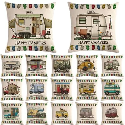 Campers Car Bus Pattern Pillow Cushion Cover Car Bed Pillowcase Funda Cojin • $8.79