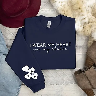 Customise Sweatshirt Name Heart On Sleeve Gift For Mum Grandma Nana Novelty • £19.99