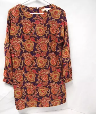 LOFT Womens Dress XSP Petite Purple Chiffon Shift 60s Mod Long Sleeve • $14.18