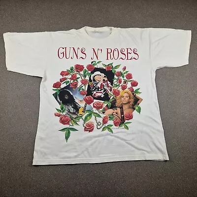 Vintage Guns N Roses Shirt Mens Extra Large White Skin N Bones Tour Concert Rock • £159.99