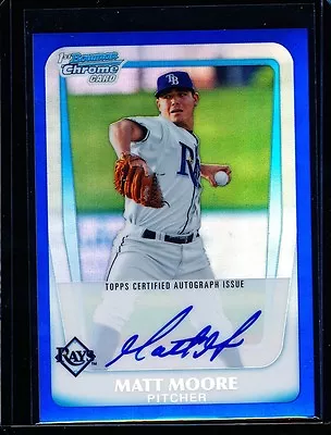 Matt Moore 2011 Bowman Chrome Blue Refractor Auto RC #/150 Rays (BuyMVP) • $149.99