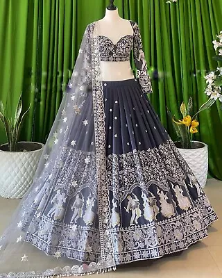 Georgette  Lehenga Choli Indian Bollywood Wedding Party Pakistani Wear Readymade • $62.04