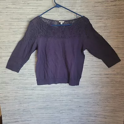 I Love H81 An American Brand Top Shirt Medium Blouse Blue Long Sleeve Crochet • $8