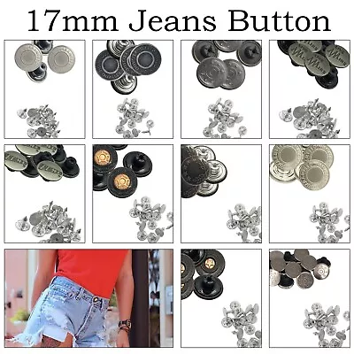 Hammer On Jeans Buttons 17mm Denim Replacement For Leather Jacket Coat Trousers • £1.89