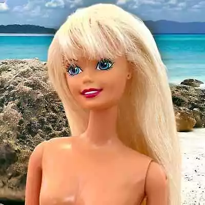 Vintage 1995 Malaysia Mattel Mermaid Jewel Hair Barbie Doll Blue Eyes Nude • $24