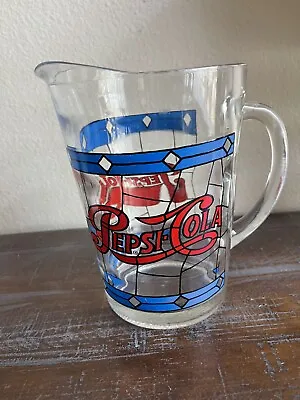 Vintage Pepsi Cola 64 Ounce Pitcher Stained Glass Design Pepsi Pitcher Shakeys • $19