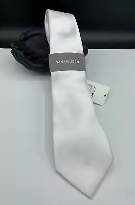 VAN HEUSEN Men's Neck Tie ~ Formal White ~ Satin Finish ~ NEW Fashion MSRP $45. • $14.99