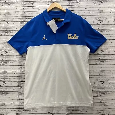 UCLA Bruins Nike Jordan Polo Shirt Men's Large White Blue Golf College Football • $39.99