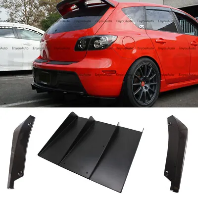 For Mazda 2 3 6 Rear Bumper Lip Diffuser 4 Shark Fin Spoiler + Rear Spats • $43.70