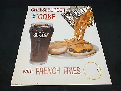 Vintage  Cheeseburger & Coke  Coca-Cola Litho Poster. 17-1/2  X 14-3/4  (PC) • $140