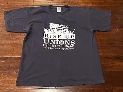 UAW Rise Up Unions Black Adult XL Labor Day March Fight For Your Rights T Shirt • $14.99