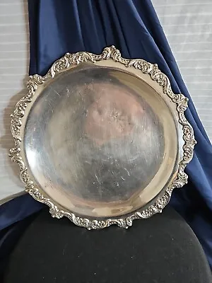 Vintage Epca Old English Silverplate By Poole 5002 Serving Tray 15  Diameter • $48.50