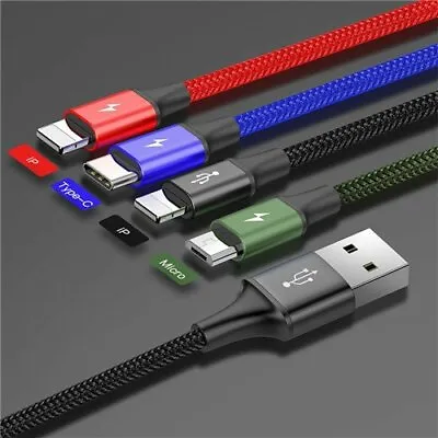 Baseus 4 In 1 Multi USB Charging Cable Fast Charger Cord For IPhone Type C Micro • $10.99