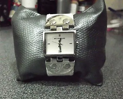 Euc* Michael Kors Mk4133; Rectangular Dial; 1” White Leather Bracelet Watch $160 • $75