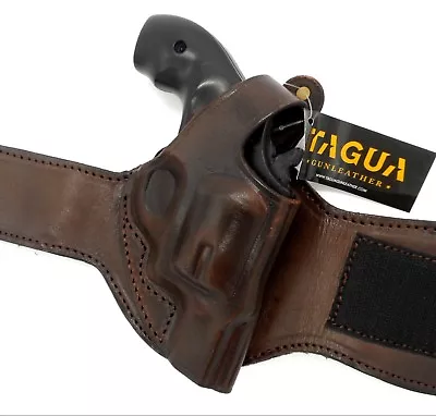 TAGUA Brown Leather Right Hand ANKLE Holster For S&W J-FRAME REVOLVER 2-1/8  • $52