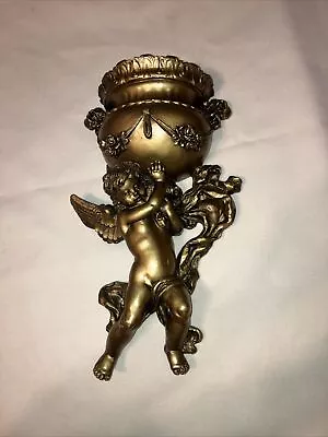 Vintage Gold Cherub Angel Wall Pocket Planter  • $25.99