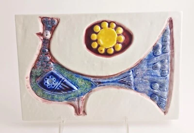 $185 • Buy Zsolnay Wall Plaque With Bird - Art Deco Wall Plaque