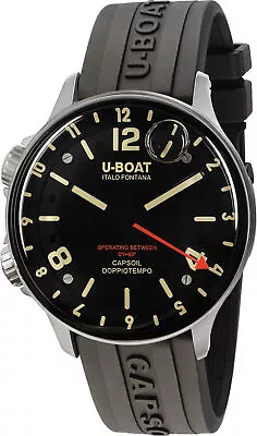 U-Boat 8769 Capsoil Doppiotempo Silver Black Rubber Men's Watch NEW • $2499