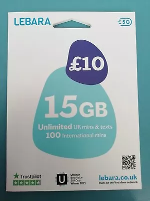 Lebara Pay As You Go SIM Card Cheap International Calls NB ZERO CREDIT INCLUDED • £0.99