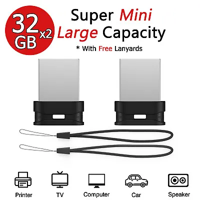 2 Pack Mini USB 2.0 Flash Drive 32 GB Pendrive USB Super Tiny Flash Memory Stick • $9.59