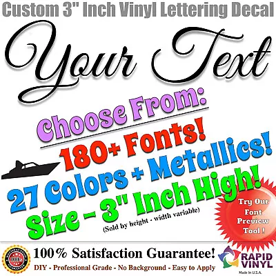 3” Custom Vinyl Lettering Decal Sticker Vinyl Boat Registration Numbers Letters • $14.99