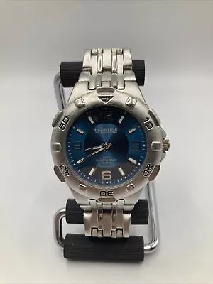 PRESTIGE By WALTHAM Mens Quartz Watch Blue Dial Stainless Steel Pim225m - Works • $12.99